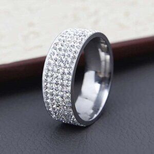 5 Row Micro Pave CZ SS Eternity Wedding Band